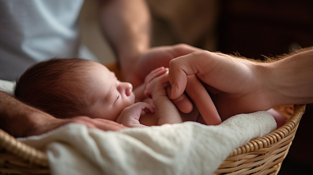 Père tenant un petit bébé magnifique