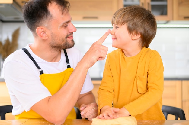 Père, toucher, sien, fils, nez