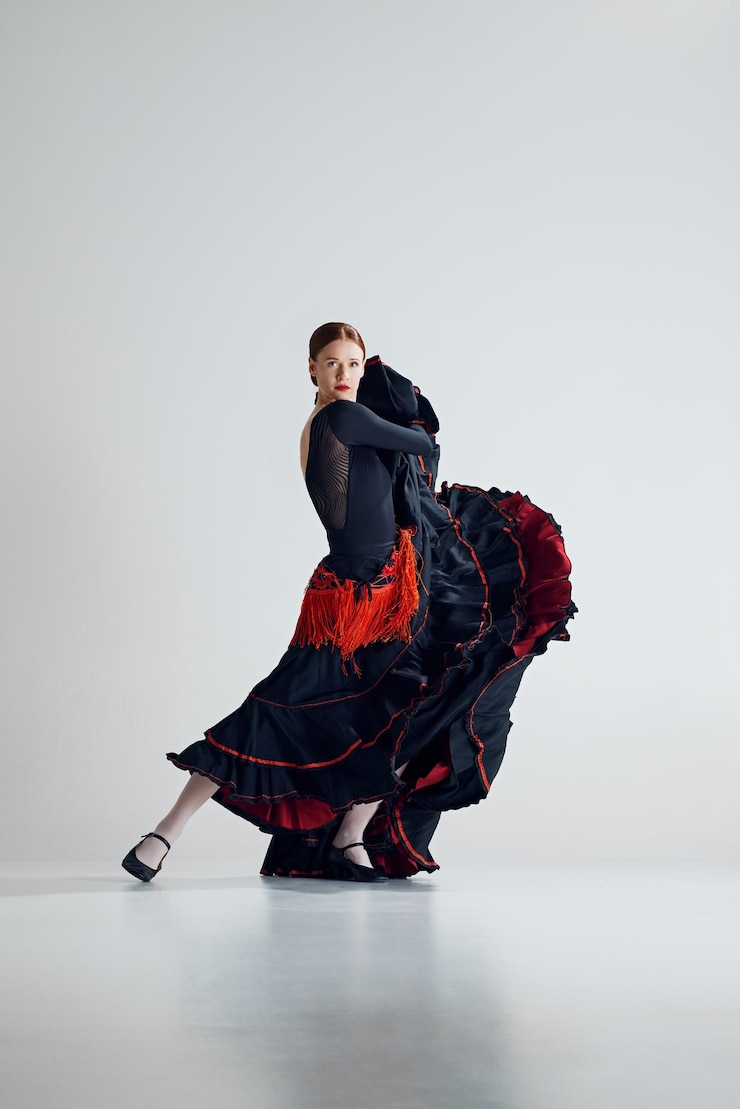 Photo une performance de flamenco captivante une femme passionnée et artistique en robe élégante dansant une danse traditionnelle