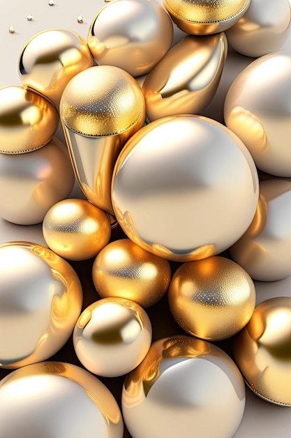 Perles d'or et blanches Art numérique Shimmer et briller Gemmes et bijoux de luxe Fond d'écran