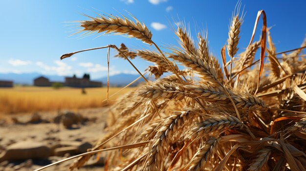 Éperon de blé séché dans le sol Génératif Ai