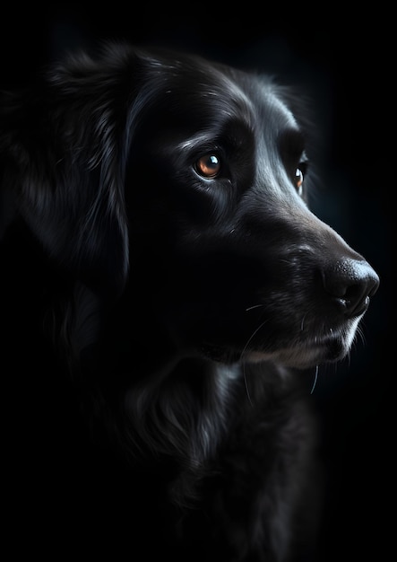 Perro negro con fondo oscuro