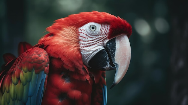 Un perroquet au bec rouge