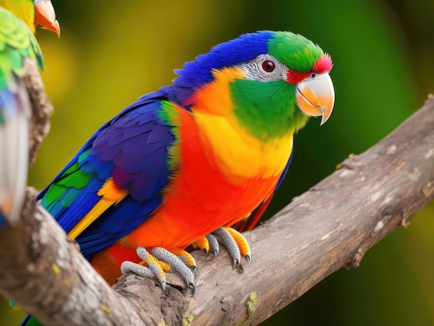 Un perroquet coloré est assis sur une branche.