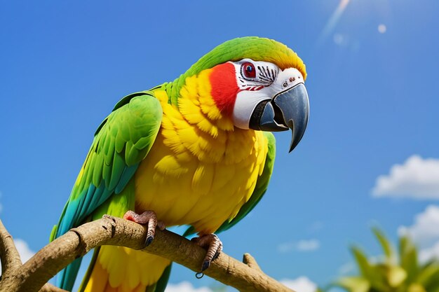 Photo un perroquet coloré qui parle un bel oiseau de compagnie une illustration de fond de papier peint