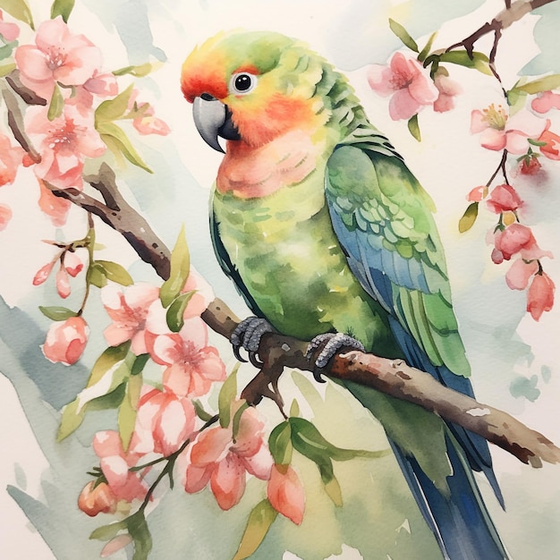 Perroquet dans un style aquarelle