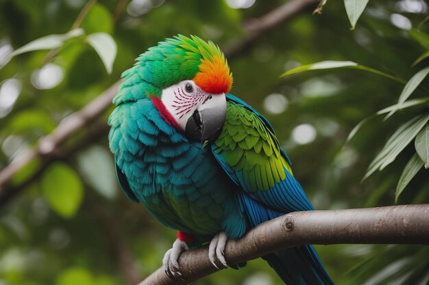 Le perroquet doux et coloré dans la nature verte