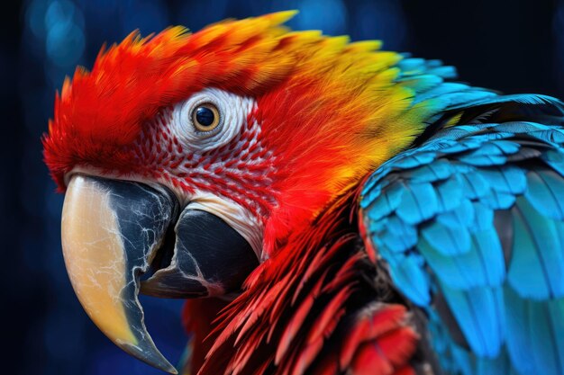 Un perroquet vibrant s'aménage ses plumes colorées en gros plan