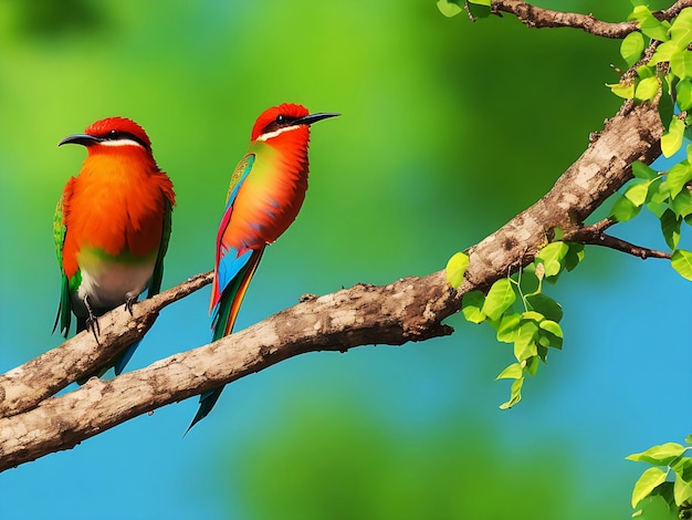 Perroquets de splendeur ailée posant dans un spectacle d'oiseaux