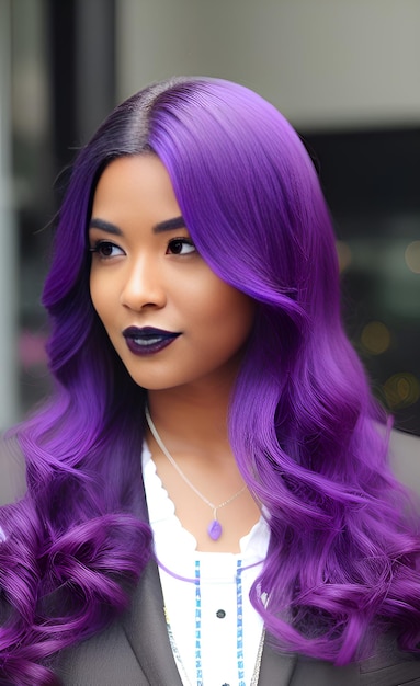 Perruques violettes faites avec de vrais cheveux