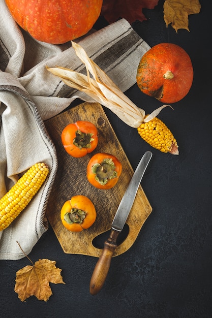 Persimmon, citrouille, maïs