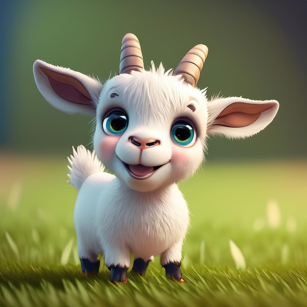 Personnage 3d de chèvre sourire mignon