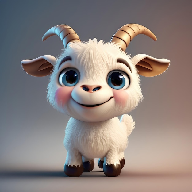 Personnage 3d de chèvre sourire mignon