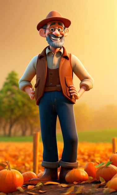 Photo personnage 3d de dessin animé d'agriculteur