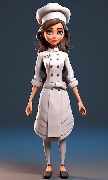 personnage 3d de dessin animé de chef