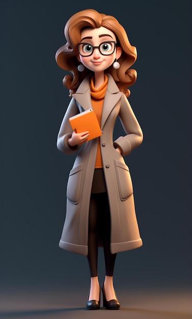 personnage 3d de dessin animé de professeur