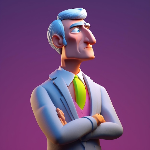 personnage 3d d'homme d'affaires pensant