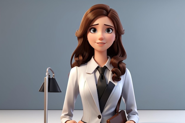 Personnage 3D jeune femme dans le concept d'affaires