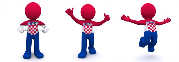 Personnage 3D texturé avec le drapeau de la Croatie