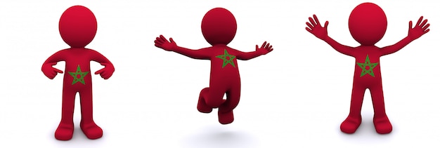 Photo personnage 3d texturé avec le drapeau du maroc