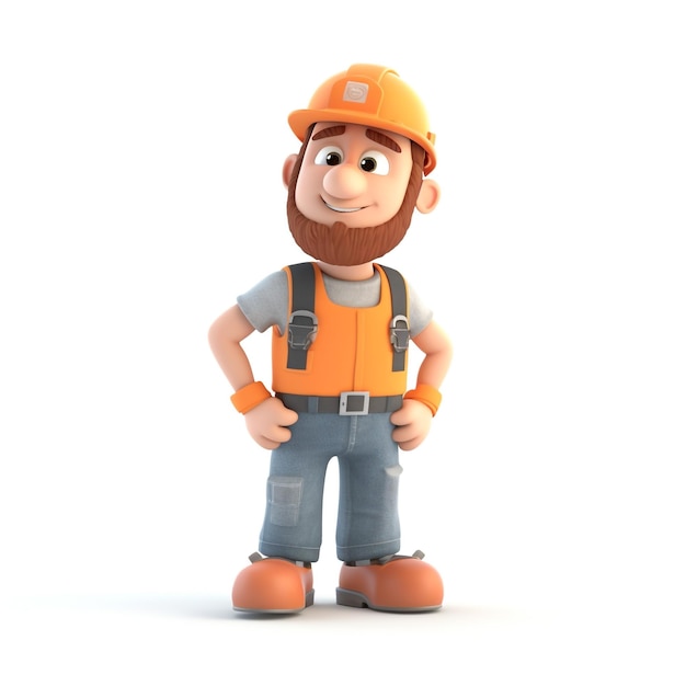 Personnage 3D de travailleur de la construction