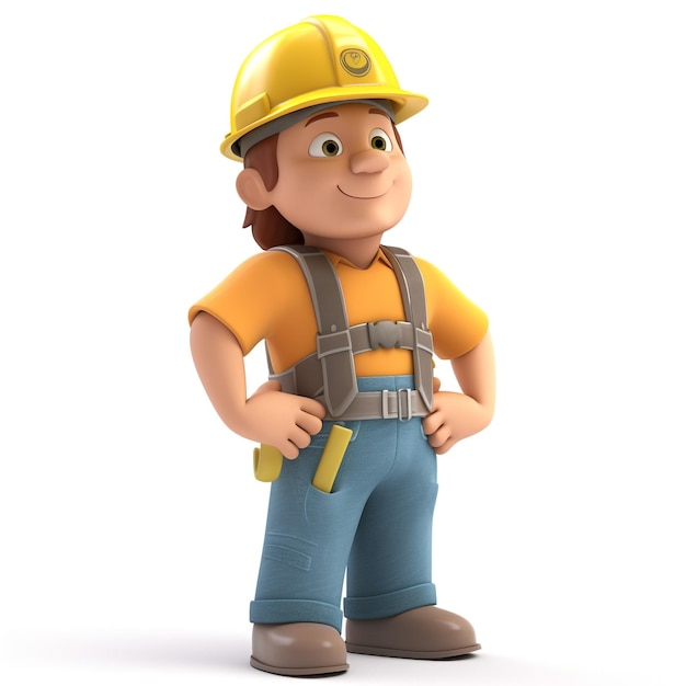 Personnage 3D de travailleur de la construction