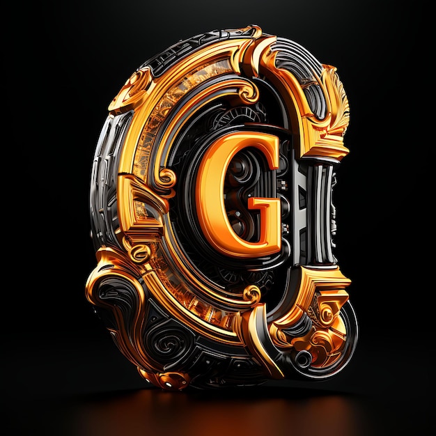 Personnage Alphabet Design G Cuir Matériau Octane Rendu créatif sur Noir BG Luxe Cher