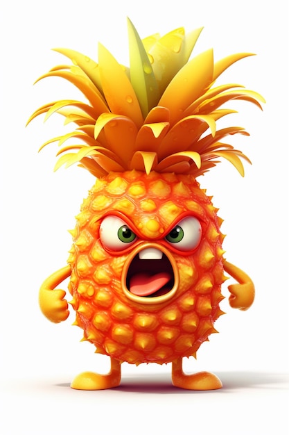 Un personnage d'ananas drôle swing d'humeur emoji cri de frénésie