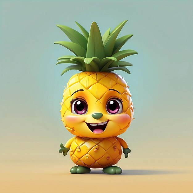 Un personnage d'ananas mignon en 3D