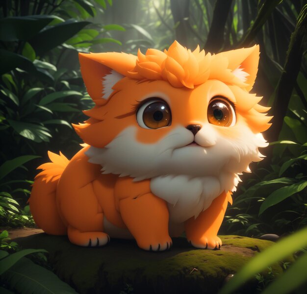 personnage d'animaux de dessin animé mignon dans la jungle enchantée