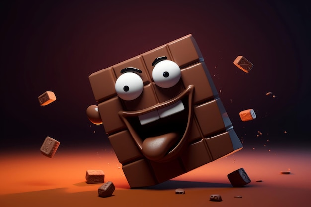 Personnage animé de barre de chocolat Bonbons alimentaires Générer Ai