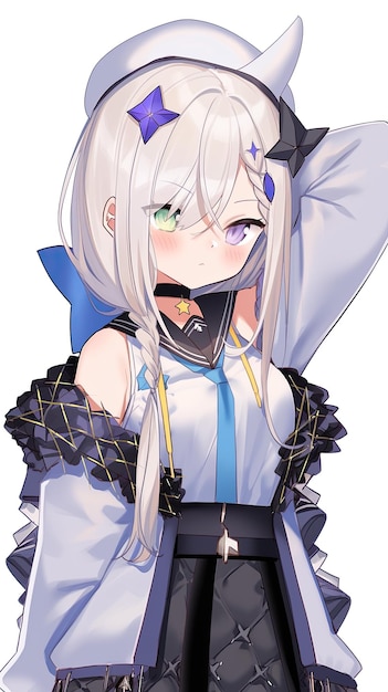 Un personnage d'anime avec de longs cheveux blancs et des yeux bleus image générative ai