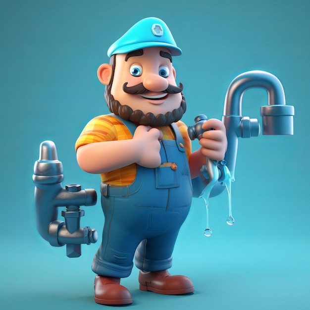 Photo un personnage animé de plombier