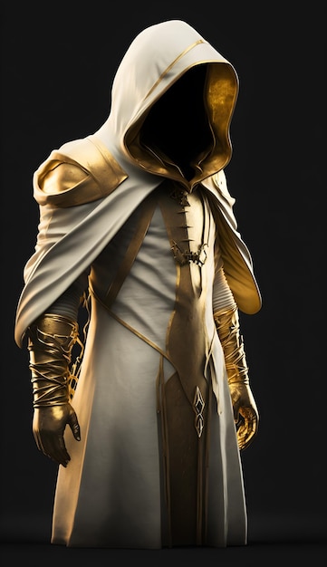 Un personnage d'assassin portant un uniforme blanc avec de l'or