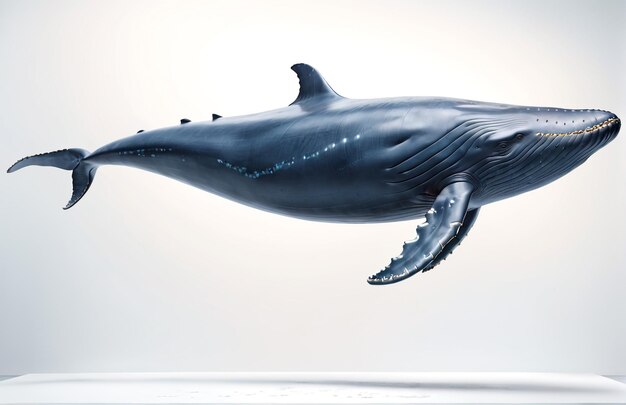 Personnage de baleine bleue anthropomorphique isolé sur le fond