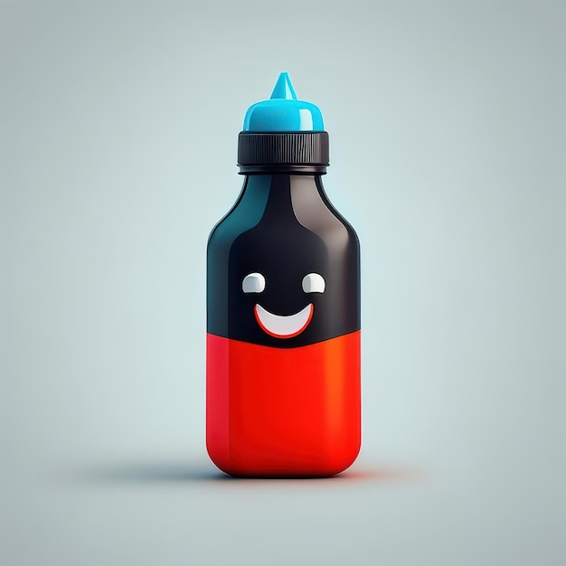 Personnage de bouteille drôle minimaliste IA générative