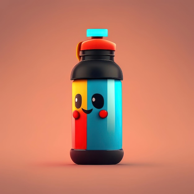 Personnage de bouteille drôle minimaliste IA générative