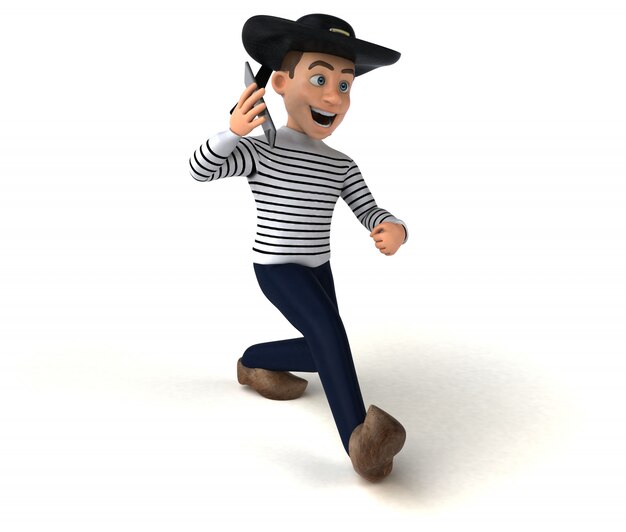 Personnage breton de dessin animé 3d amusant