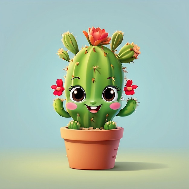 Un personnage de cactus mignon en 3D