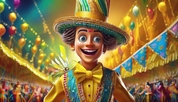 Un personnage de carnaval amusant en 3D