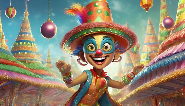 Un personnage de carnaval amusant en 3D