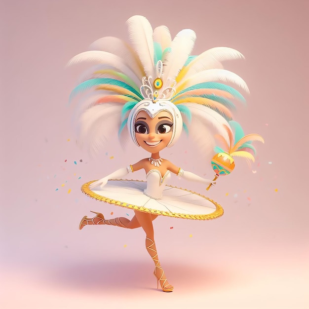 Un personnage de carnaval amusant en 3D