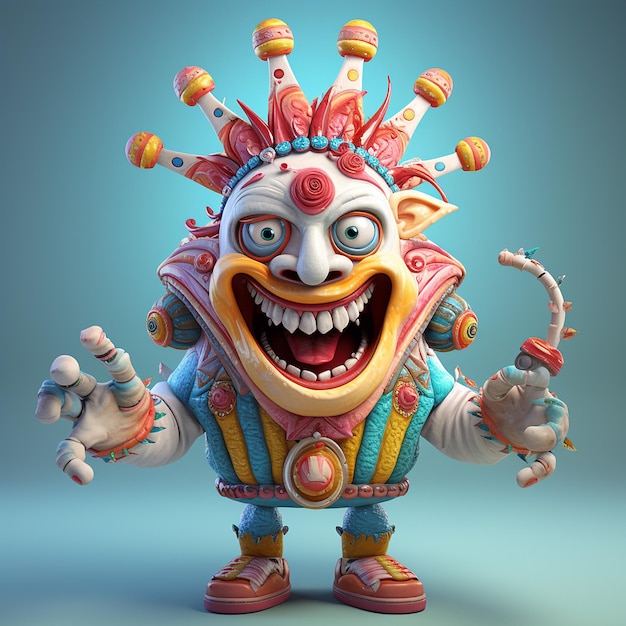 Un personnage de carnaval amusant rendu en 3D