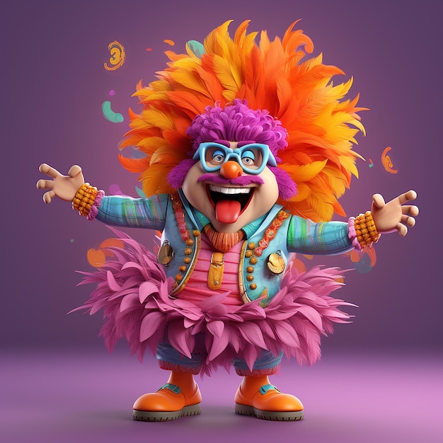 Un personnage de carnaval amusant rendu en 3D