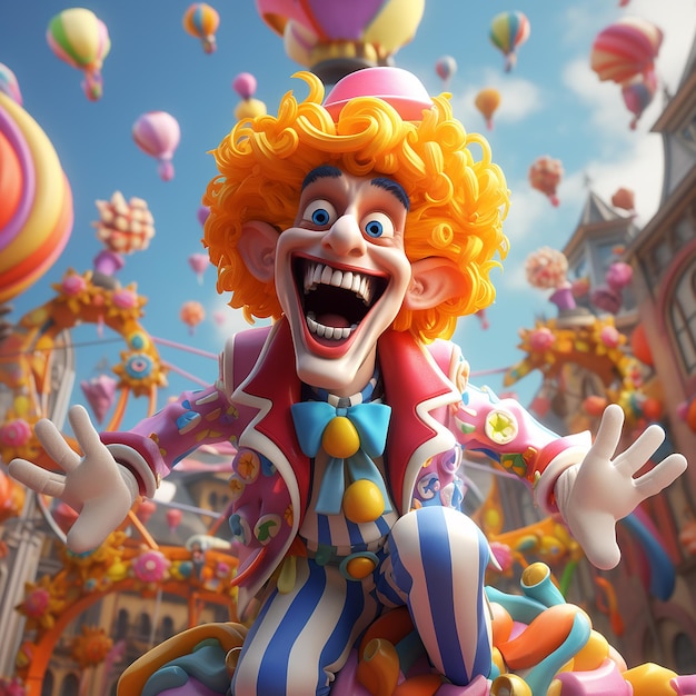 Un personnage de carnaval amusant rendu en 3D