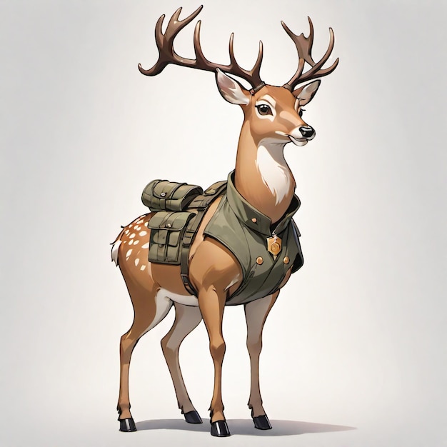 Personnage de cerf anthropomorphe isolé sur le fond