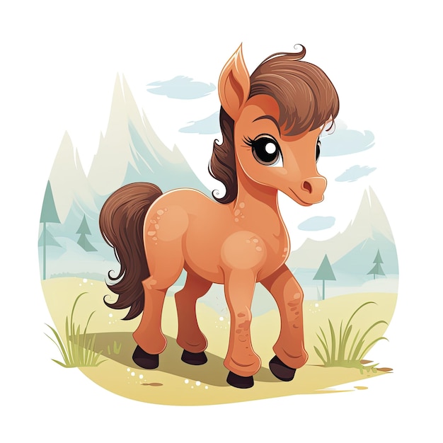Un personnage de cheval mignon et charmant dans une illustration vectorielle