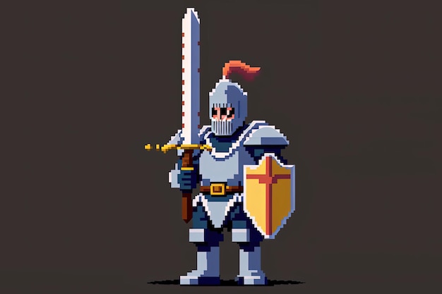 Personnage de chevalier pixel art pour personnage de jeu RPG dans un style rétro pour jeu AI 8 bits