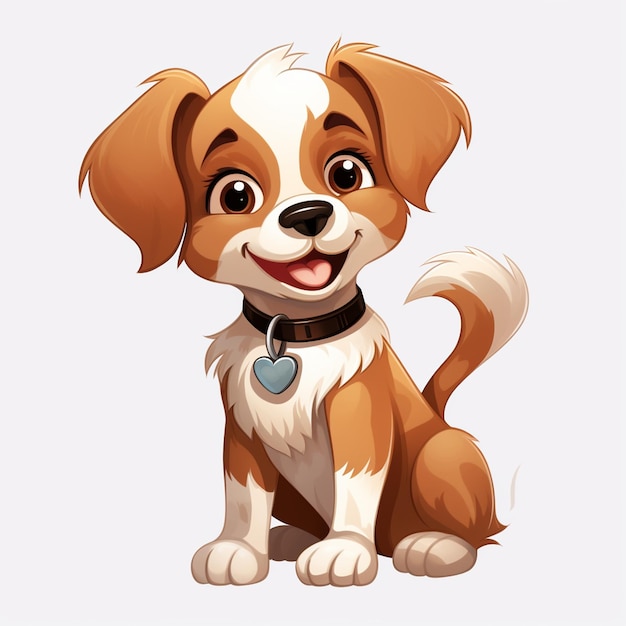 Personnage de chien de dessin animé mignon sur fond transparent