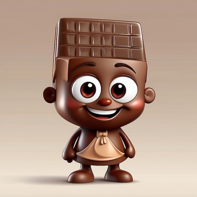 Un personnage de chocolat mignon en 3D